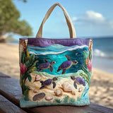 Moda Lusitana - Saco Tote Acolchoado com Padrão de Tartarugas