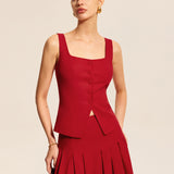 Moda Lusitana - Top de Colete com Detalhes Elegantes