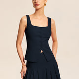 Moda Lusitana - Top de Colete com Detalhes Elegantes