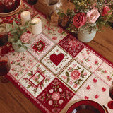 Caminho de Mesa Acolchoado Coração da Casa da Rosa Cor-de-Rosa