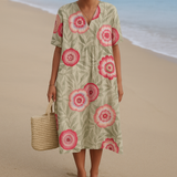 Margarida - Vestido Floral com Folhas e Mandala