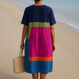 Isadora - Vestido de Blocos Coloridos Vibrantes