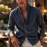 Moda Lusitana - Camisa minimalista de gola japonesa