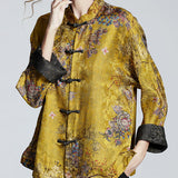 Moda Lusitana - Casaco de Seda Floral Chinês com Gola Alta