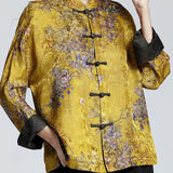 Moda Lusitana - Casaco de Seda Floral Chinês com Gola Alta