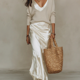Moda Lusitana - Conjunto Midi em Cetim com Pulôver