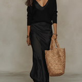 Moda Lusitana - Conjunto Midi em Cetim com Pulôver