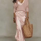 Moda Lusitana - Conjunto Midi em Cetim com Pulôver