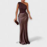 Amarílis - Vestido longo elegante com pregas de um ombro