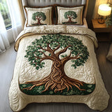 Conjunto de Roupa de Cama Acolchoada de 3 Peças Árvore da Vida