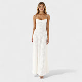 Vestido maxi em renda floral