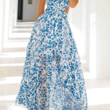 Isadora™ | Vestido longo com recorte e mangas franzidas