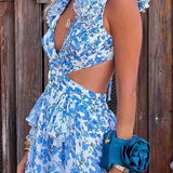 Isadora™ | Vestido longo com recorte e mangas franzidas