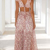Isadora™ | Vestido longo com recorte e mangas franzidas