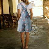 Moda Lusitana - Macacão de ganga floral com lavagem vintage