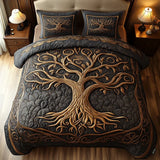 Conjunto de Roupa de Cama Acolchoada de 3 Peças Árvore da Vida