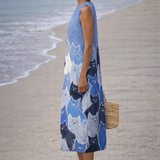 Moda Lusitana - Vestido Midi com Patchwork de Gatos
