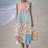 Moda Lusitana - Vestido Midi Estilo Patchwork