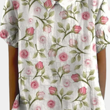 Moda Lusitana - Camisa Floral com Estampa Delicada