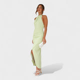 Vestido comprido com pregas