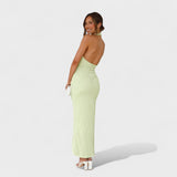 Vestido comprido com pregas