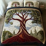 Conjunto de Roupa de Cama Acolchoada de 3 Peças Árvore da Vida