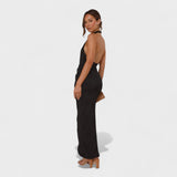 Vestido comprido com pregas