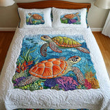 Conjunto de Roupa de Cama Acolchoada de 3 Peças Tartarugas
