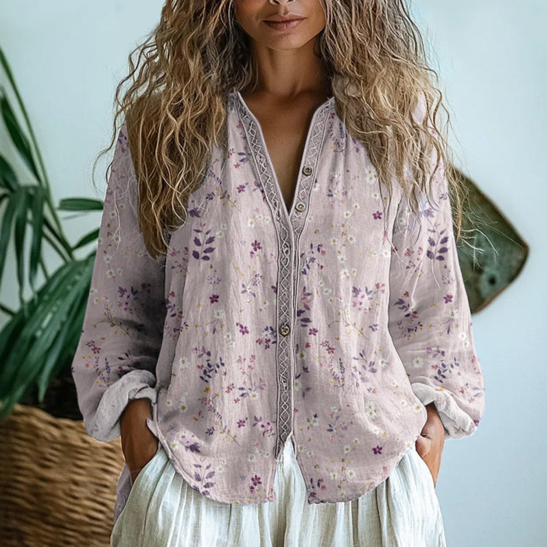 Ambre™ I Blusa com estampa de folhas vintage