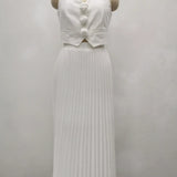 Rosaire | Conjunto com Colete Floral e Saia Plissada