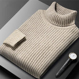 Elegante camisola de gola alta em malha