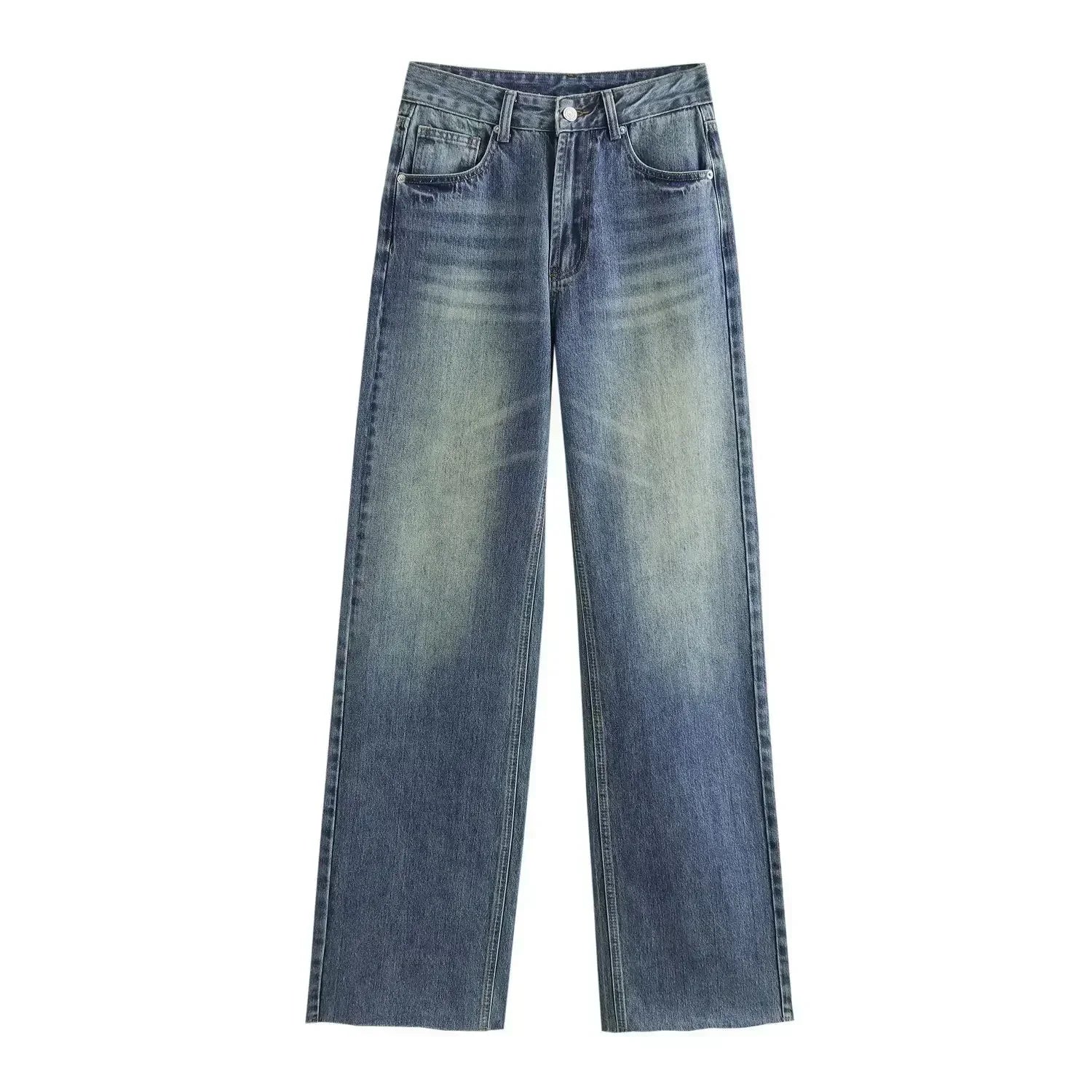 Wide-Leg Distressed Jeans