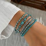 Conjunto de pulseiras turquesa em estilo boémio