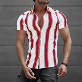 Camisa de verão de manga curta às riscas