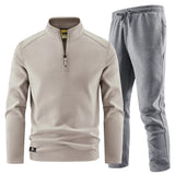 Conjunto elegante de camisola com fecho para homem