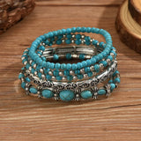 Conjunto de pulseiras turquesa em estilo boémio