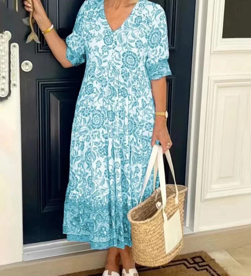 ARIA - Vestido floral elegante com decote em V