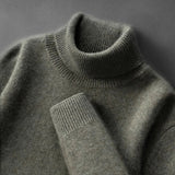 Elegante camisola de gola alta em caxemira