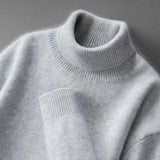 Elegante camisola de gola alta em caxemira