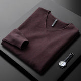Camisola elegante de caxemira com decote em V
