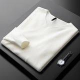 Camisola elegante de caxemira com decote em V