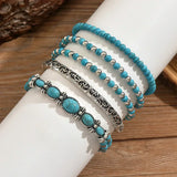 Conjunto de pulseiras turquesa em estilo boémio