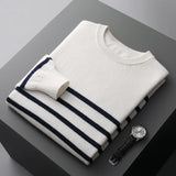 Elegante camisola de lã às riscas