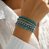 Conjunto de pulseiras turquesa em estilo boémio