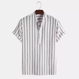 Camisa elegante de manga curta às riscas
