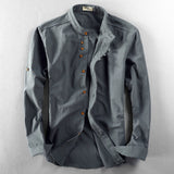 Moda Lusitana - Camisa minimalista de gola japonesa