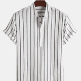 Camisa elegante de manga curta às riscas