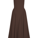 Sara - Vestido midi em malha castanho