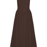 Sara - Vestido midi em malha castanho