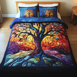 Conjunto de Roupa de Cama Acolchoada de 3 Peças Árvore da Vida